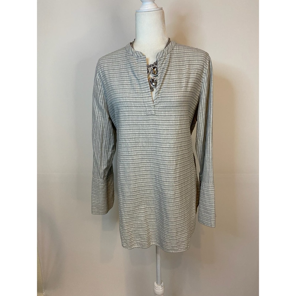 Madewell Gray Striped Long Sleeve Tunic Top